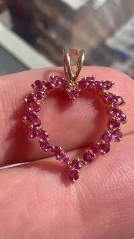 14k Yellow Gold Natural Ruby Heart Shaped Pendant - Etsy