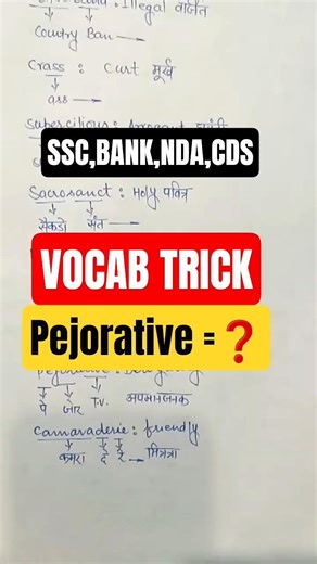 PEJORATIVE 😍 meaning |Vocab Trick#ssc#bank#nda#cds#mocksankalp
