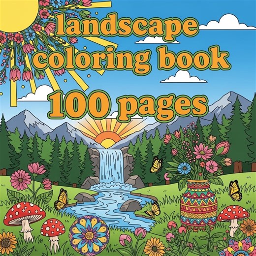 100 Relaxing Landscape Coloring Pages for Adults | Scenic Nature Coloring Book | Stress Relief Coloring Sheets | Printable PDF Download - Etsy