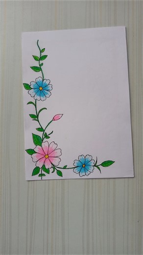 Floral Vine Border Design/6 easy border design/Border design/Project design/Priyanka Gunwal #shorts