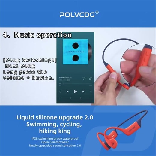 POLVCDG auriculares de conducción ósea IPX8 impermeables 32GB de