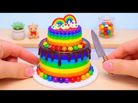 Colorful Rainbow Cake Recipe 🌈Yummy Beautiful Miniature Rainbow Cake by Lotus Cakes