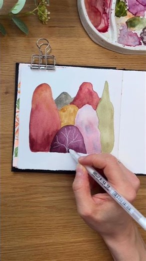 Male einen bunten Herbstwald mit Aquarell #watercolor