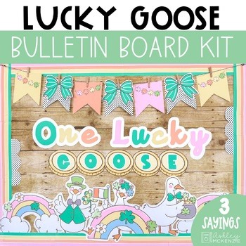 St. Patrick's Day Bulletin Board Ideas Lucky Goose March Door Decor