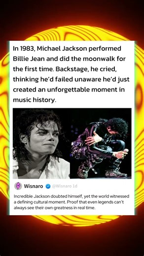 In 1983, Michael Jackson performed and did the moonwalk for the first time Backstage he cried