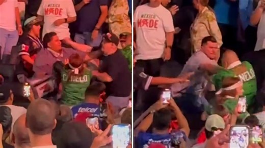 Violent brawl breaks out in stands at Canelo Alvarez and Terrance Crawford weigh-in.