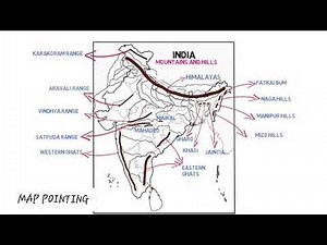 Map Pointing for class 10 ICSE Mountains and Hills