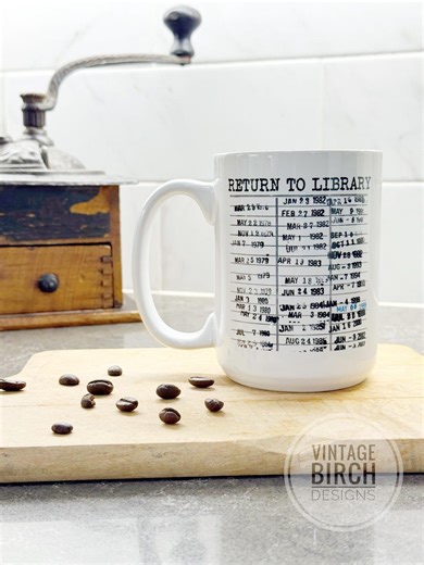 Library Card 15 Oz Coffee Mug - ADD ON Gift Available: Bookshelf Earrings - Etsy