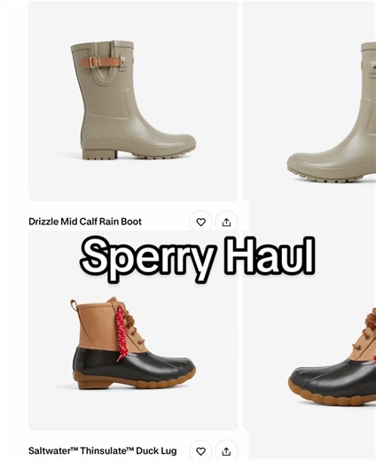 I am obsessed with my @Sperry boots, I could not help myself! They have such a good sale going on right now and if you use sites like honey or coupon cabin you may just find some extra coupons! #fyp #sahm #haul #unboxing #sperrys
