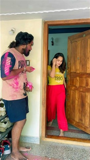 Holi gone wrong 🤣🤣🤣 #trending #funny #fyp #shorts #short #diyafavas #viral #comedy #couple #holi