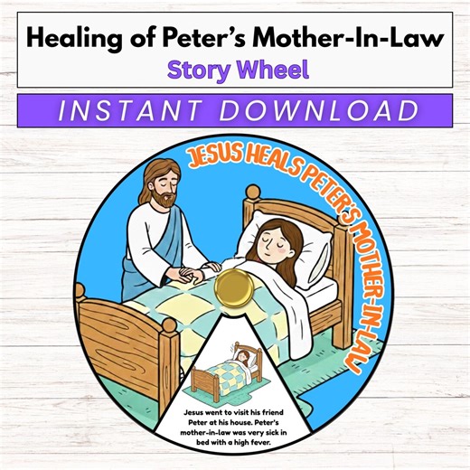 Jesus Heals Peter's Mother in Law Miracle Spinner Coloring Wheel, Bible Wheel Story Craft, Sunday School Activity - Etsy