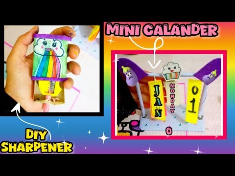 DIY cute mini calander with cardboard& |sharpener making with matches box