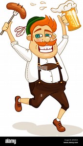 Beer party man with sausage and beer vector illustration Stock Vector Image & Art - Alamy