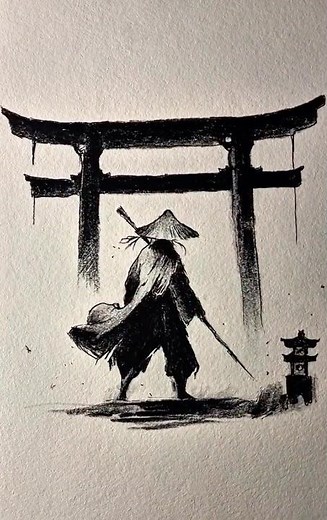 Epic Samurai Drawing | Traditional Japanese Warrior #anime #drawing #viralshorts #youtubeshorts