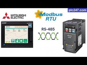 Mitsubishi HMI "Modbus RTU" Delta MS300 Tutorial
