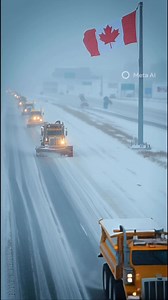 ❄️🇨🇦❄️ In the middle of a winter storm, a convoy of snow plows moves like a well-trained team, carving a path through whiteout conditions. #CanadianWinter #SnowPlowConvoy #HighwayHeroes #WinterStorm #CanadaStrong #BuiltForWinter #ProudlyCanadian #WinterWarriors #TrueNorth | Givey Soquite