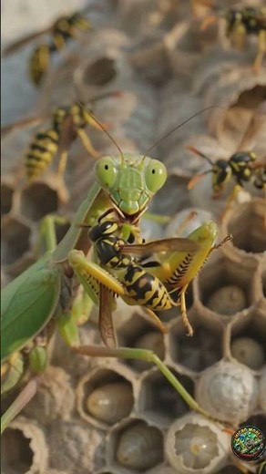Praying Mantis vs Wasp Nest 🐝😱 #Wildlife #Nature #Animals #Documentary