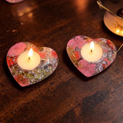 Floral Heart Shaped Candle Holders - Etsy