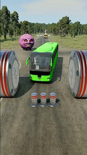 Long City Bus & School Bus vs Hydraulic Crush - BeamNG.Drive