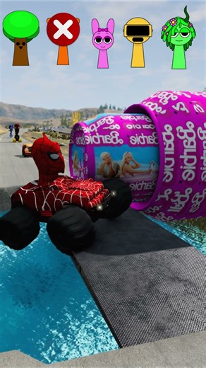 Crazy Cars & Funny Cars VS BOLLARD BARBIE Crush Splash in BeamNG.drive