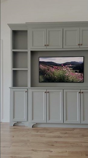 From ready to go stock cabinets at Lowe’s to custom built ins for our living room! #livingroom