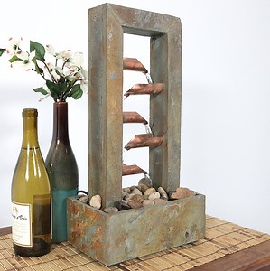 Watch Sunnydaze 5-Tiered Copper and Slate Flowing Gardens Indoor Tabletop Water Fountain on Amazon Live