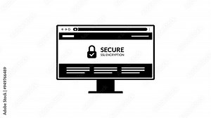 Modern display and screen with encryption ssl website animation.