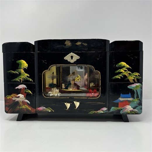 Vintage Japanese Lacquer Hand Painted Musical Jewelry Box Floral Trinket - Etsy UK