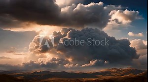 A vast expanse of anvil clouds form a dramatic backdrop to the landscape adding a touch of moody grandeur.