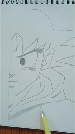 🌓 Goku Half Face Drawing ✏️ | Saiyan Power Art #shorts
