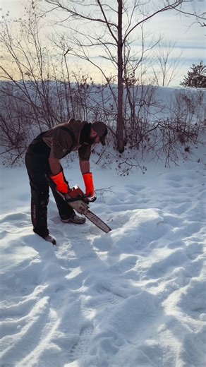 The ol’ power saw chisel⛏️ #burntmeadowguideservice #registeredmaineguide #furtrapper #theguidelife #trapline | Burnt Meadow Guide Service