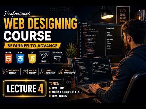 HTML Lists & Tables Tutorial 2026 | Ordered List, Unordered List, Colspan & Rowspan | Lecture 04
