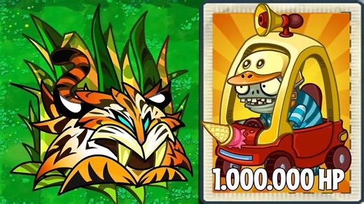 PvZ 2 挑战 - 每种植物等级100 对抗超级玩具车僵尸 1000000 生命值