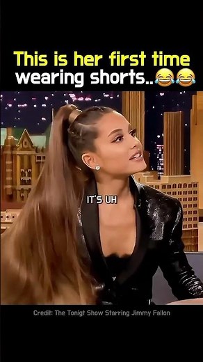 Ariana Grande wearing shorts with Jimmy Fallon #arianagrande