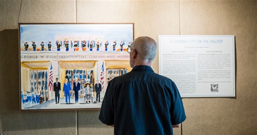 Former President George W. Bush draws inspiration close to his Dallas home in his latest paintings