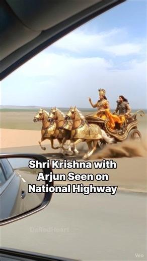 Krishna Driving Arjun’s Chariot on Indian Highway 🚗✨ | Mahabharat Scene | Divine Vision in Real Life