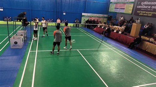 सूर्यविनायक ब्याडमिन्टन समाज भक्तपुर द्वारा आयोजित mens doubles national खेलको फाइनल खेल । Bidhan Adhikari Pabin Lingthep Limbu Vrs Kshitiz Khanal र Dev Raj Rana | Nepali Badmintion Talika