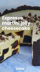 11K views · 41 reactions | Meet our espresso martini jelly cheesecake. It has an Oreo biscuit base, a Kahlua-spiked condensed milk and cream cheese filling, and coffee-flavoured jelly cubes speckled throughout.  Get the recipe here: https://www.taste.com.au/recipes/espresso-martini-jelly-cheesecake-recipe/gmwfe96r | Taste.com.au | Facebook
