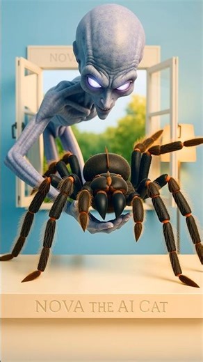 Alien spider attacks ai cat