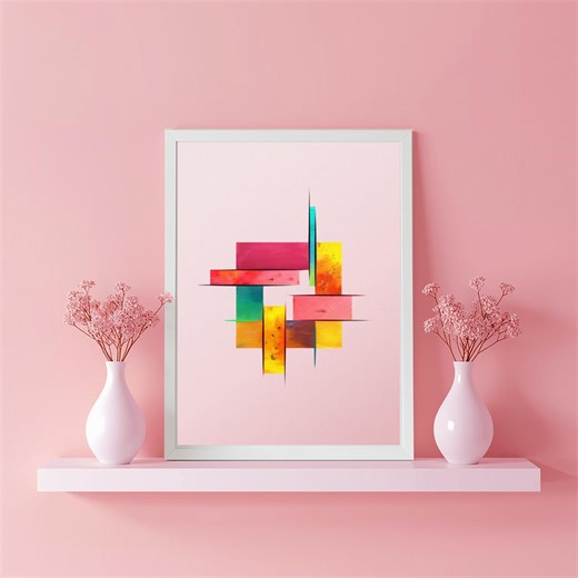 Abstract Geometric Wall Decor, Modern Color Block Art Print - Etsy