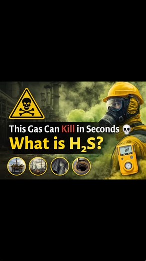 Vigneshwaran A on Instagram: "Hydrogen Sulphide (H₂S) is a highly toxic, flammable, colorless gas commonly found in: Oil & gas production facilities Refineries and sulfur recovery units Sewage and wastewater treatment plants Confined spaces like pits, tanks, and manholes Offshore platforms DISCLAIMER This AI video is created strictly for safety awareness and educational purposes only. It does not replace certified H₂S training or emergency procedures. Always follow site-specific safety guideline