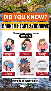 Broken heart syndrome, also known as stress-induced cardiomyopathy or Takotsubo cardiomyopathy, is a temporary heart condition that can be triggered by intense emotional or physical stress. Here's an in-depth look at this fascinating and sometimes alarming condition. #DidYouKnow #heartbroken #Health #reelsviralシ #reelsviral #reelsfypシ | Health Spirit Body