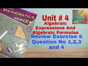 kpk board 9 class math unit 4 algebraic expressions and formulas review Exercise 4 question 1 ,2,3,4