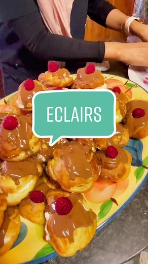 Delicious Homemade Eclairs with Cream Puff and Chocolate