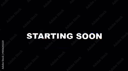 Starting Soon Text Screen for Live Stream With Clean White Typography on Black Background