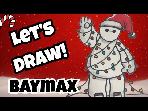 Drawing CHRISTMAS BAYMAX 🎄✨ Cute & Cozy Holiday Art Tutorial (Easy Step-by-Step)