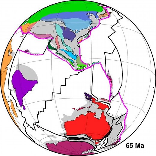 Southeast Asia tectonic evolution with colour-coded terranes