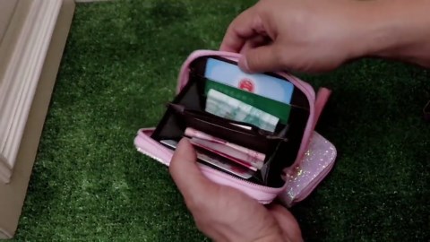 AACKS Flower Wallets with Strap Little Girls Flower Coin Pouch Small Cute Wallet for Teen Girls with Coin Pocket Cherry Fruit Wallet