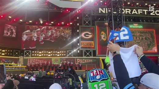 The University of Wisconsin Marching Band plays "On Wisconsin" at the 2025 NFL Draft