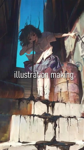 イラストメイキング「青と黒」